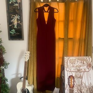 Cut-out Maxi Formal Dress / Burgundy / Windsor / Size L